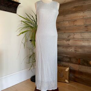 Helene Blake Silver Maxi Dress Size M EUC